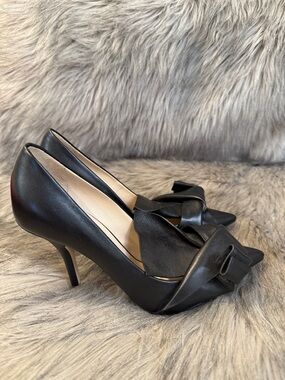 No. 21 Classic Black Bow Pointed-Toe Pumps - Women's Dress Heels Size 38
